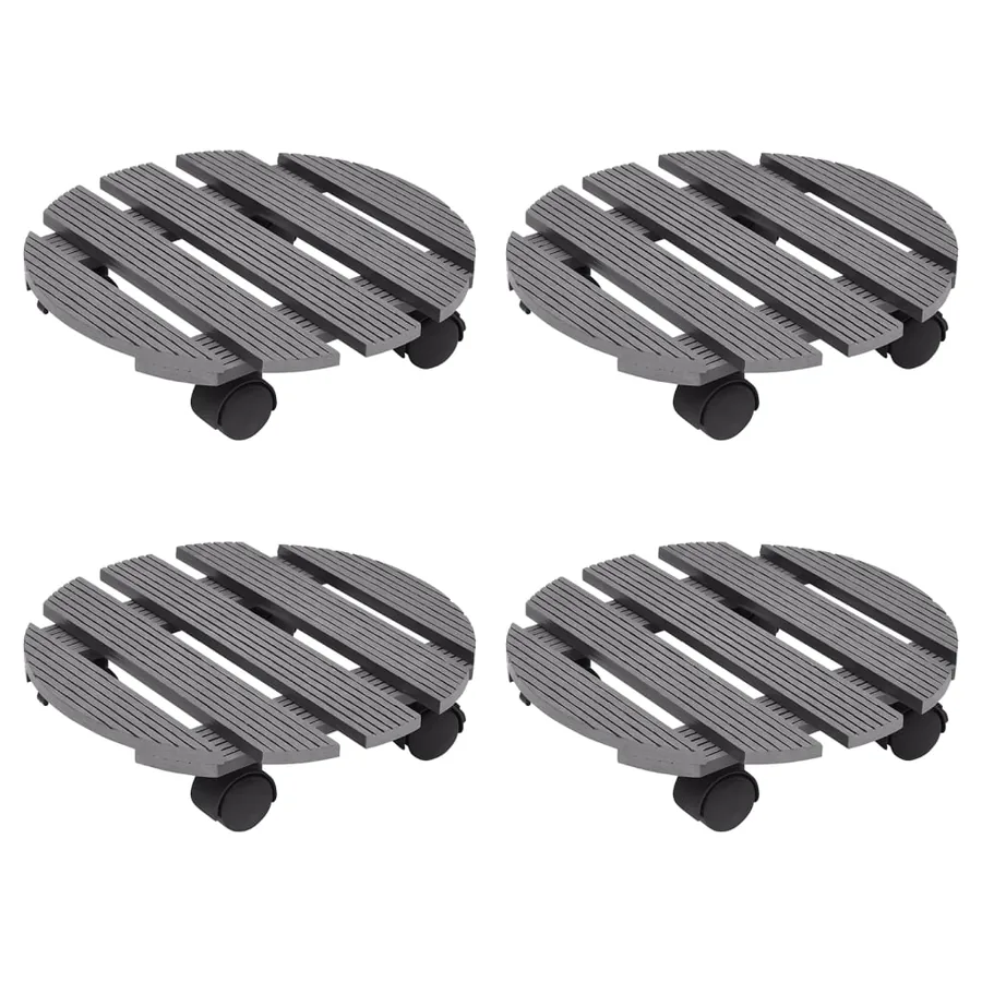 Chariots à plantes 4 pcs Gris Ø30x7,5 cm WPC