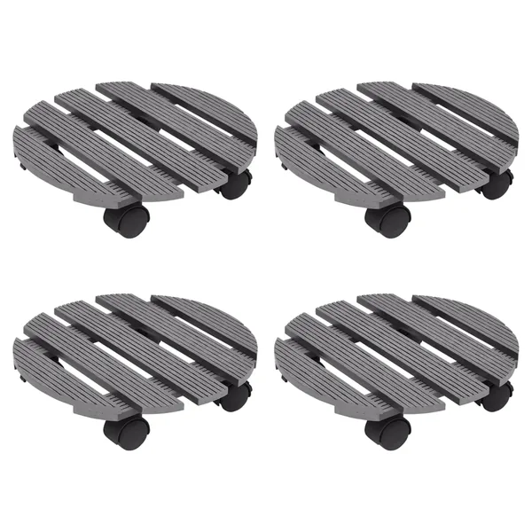 Chariots à plantes 4 pcs Gris Ø30x7,5 cm WPC
