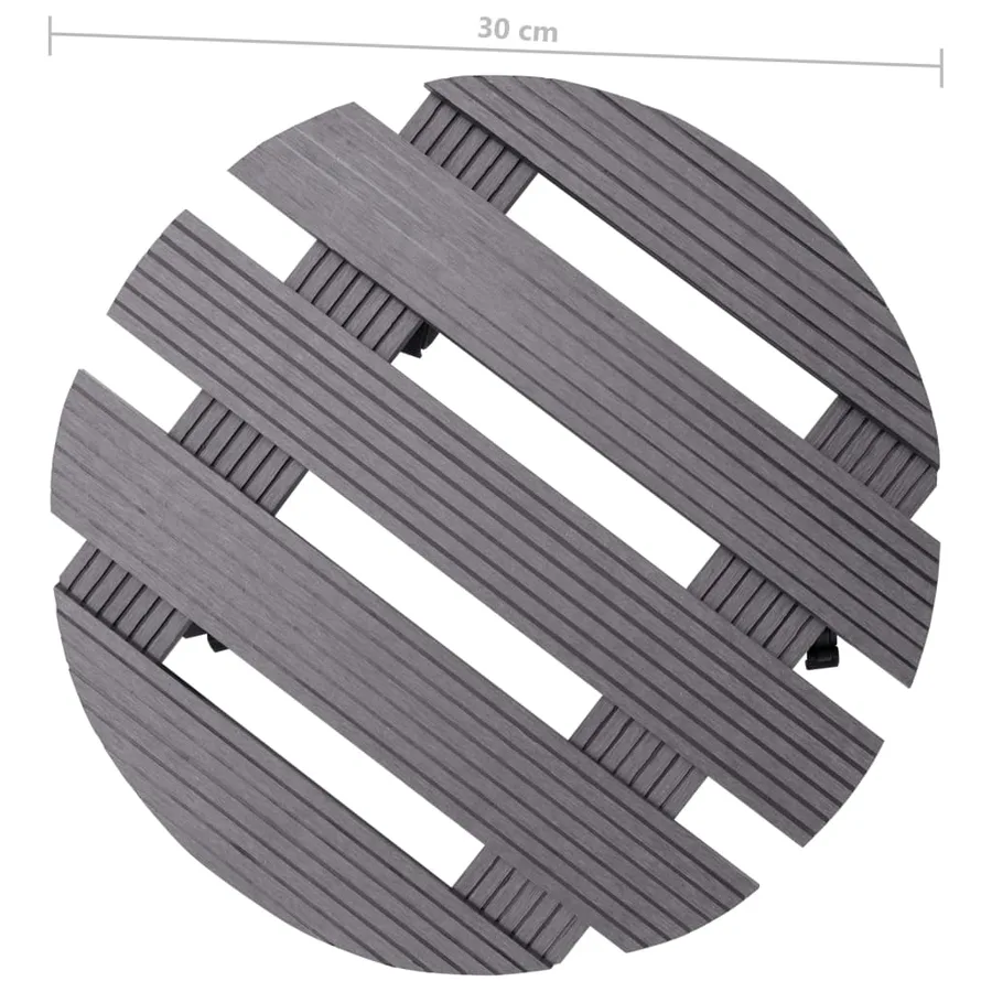 Chariots à plantes 4 pcs Gris Ø30x7,5 cm WPC - 6