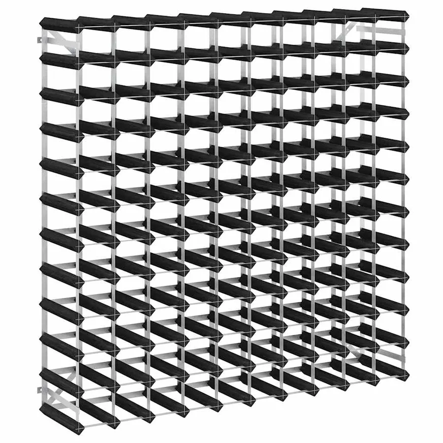 Casier à bouteilles pour 120 bouteilles Noir Bois de pin solide - 2