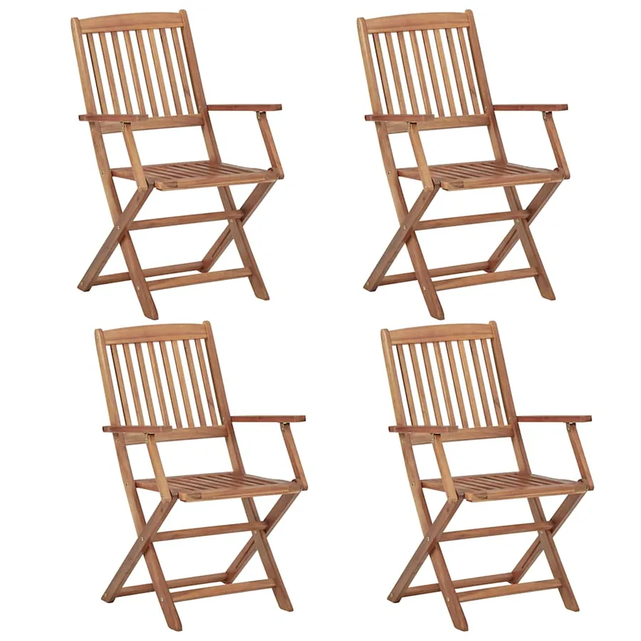 Chaises pliables de jardin lot de 4 avec coussins Bois d'acacia - 3