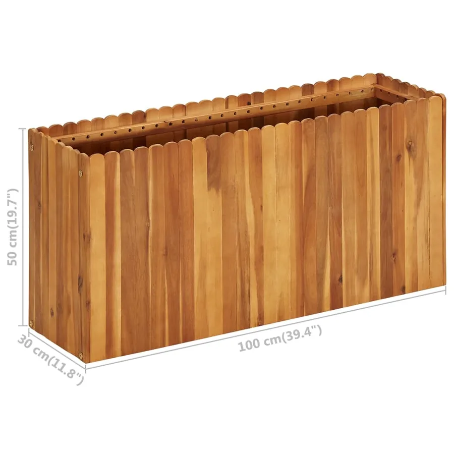 Lit surélevé de jardin 100x30x50 cm Bois massif d'acacia - 6