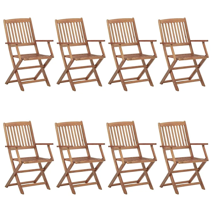 Chaises pliables de jardin lot de 8 avec coussins Bois d'acacia - 2