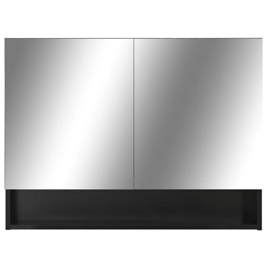 Armoire à miroir de salle de bain LED Noir 80x15x60 cm MDF - 5