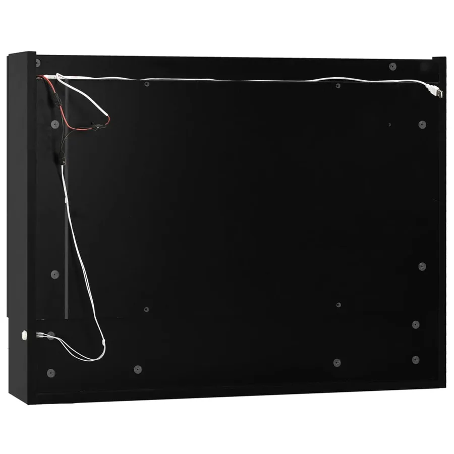 Armoire à miroir de salle de bain LED Noir 80x15x60 cm MDF - 8