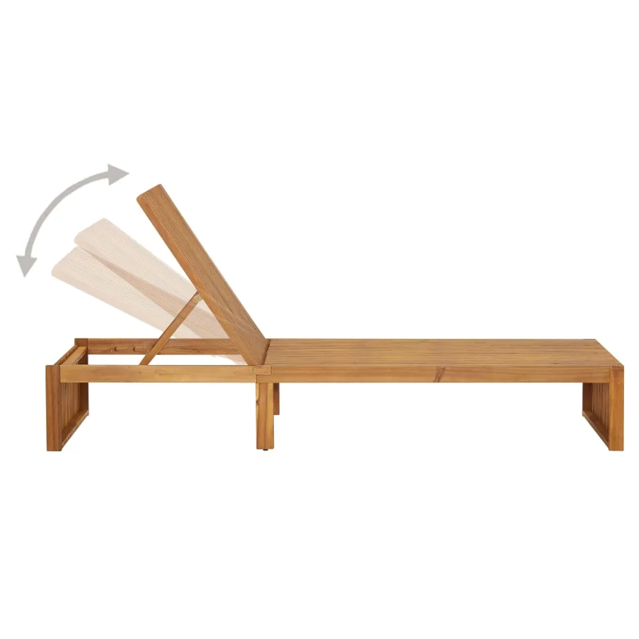 Chaise longue bois d'acacia solide - 3