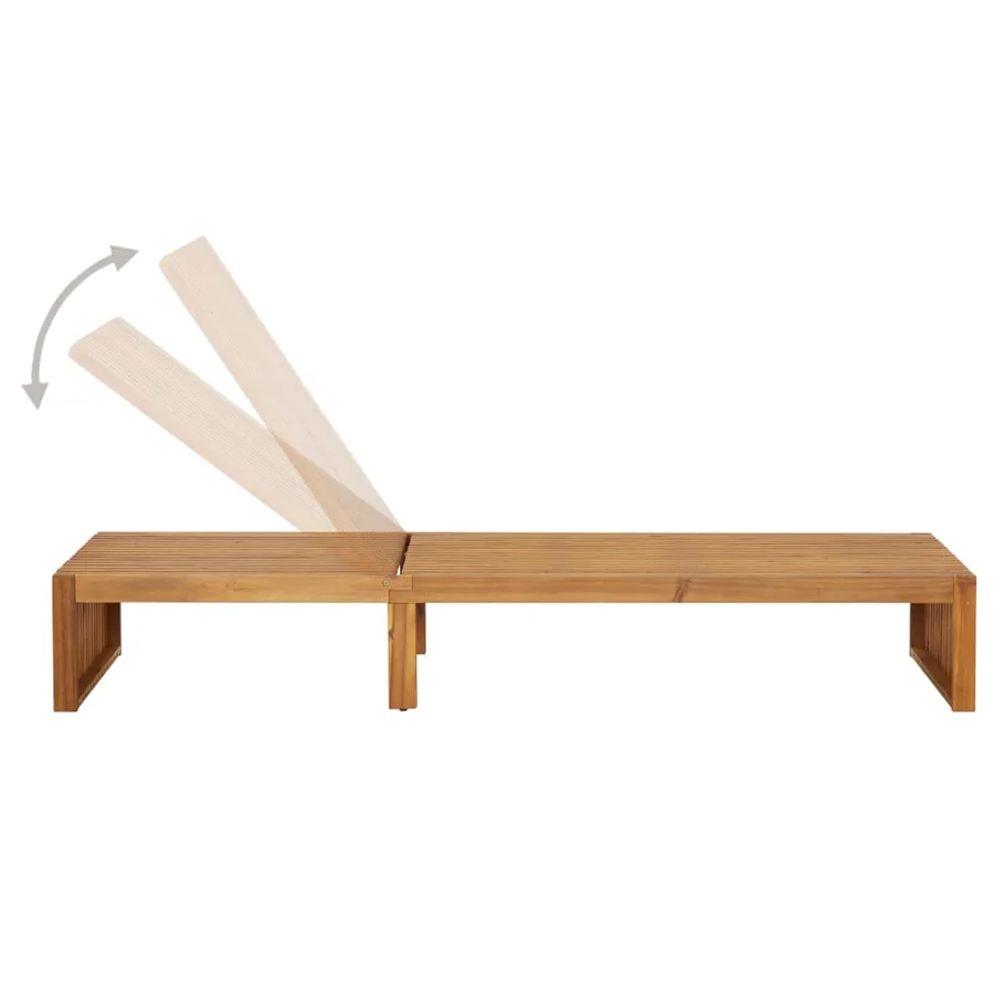 Chaise longue bois d'acacia solide - 4