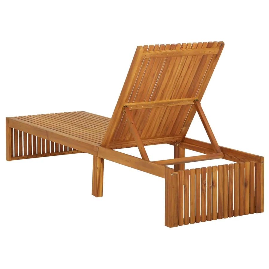 Chaise longue bois d'acacia solide - 5
