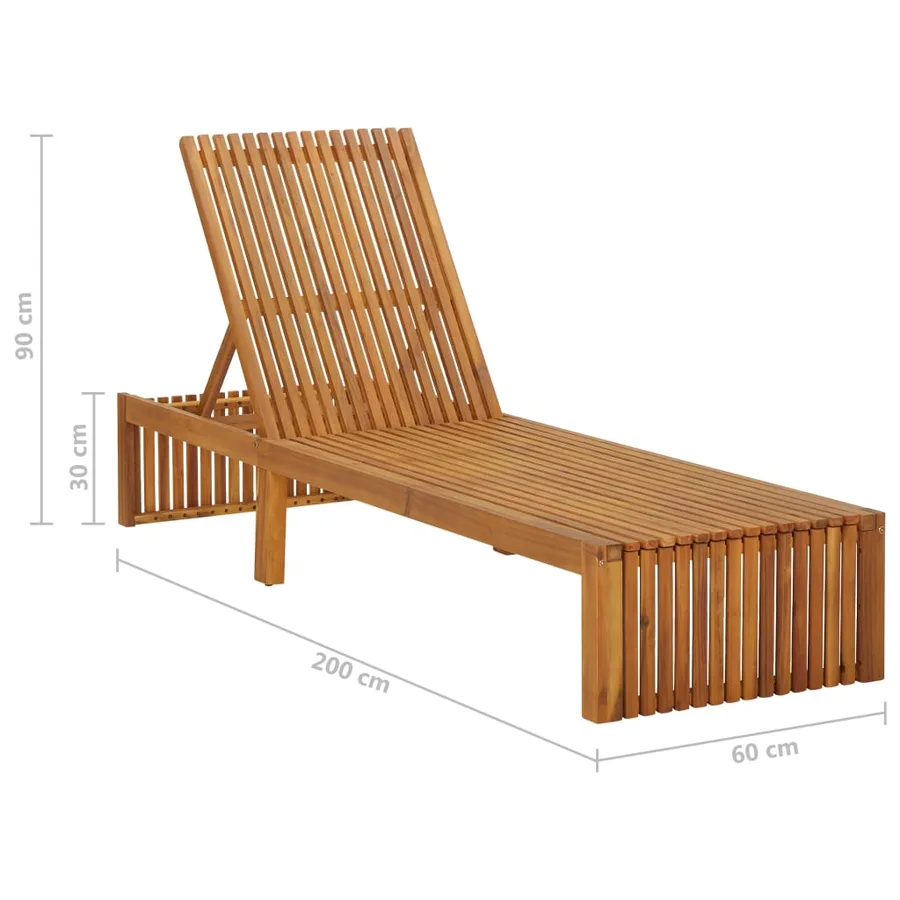 Chaise longue bois d'acacia solide - 7