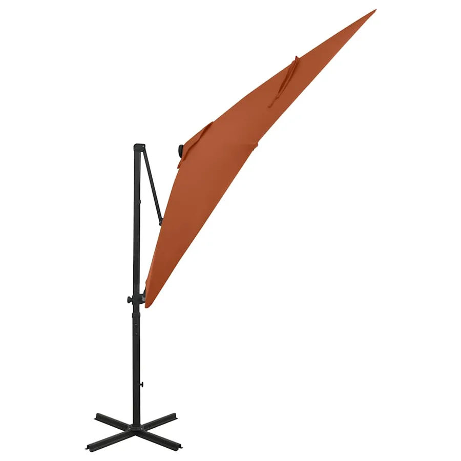 Parasol de jardin en porte-à-faux avec mât et lumières LED - 2