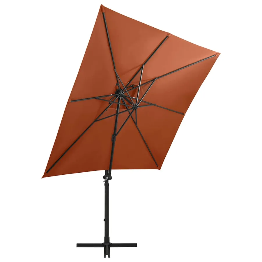 Parasol de jardin en porte-à-faux avec mât et lumières LED - 4