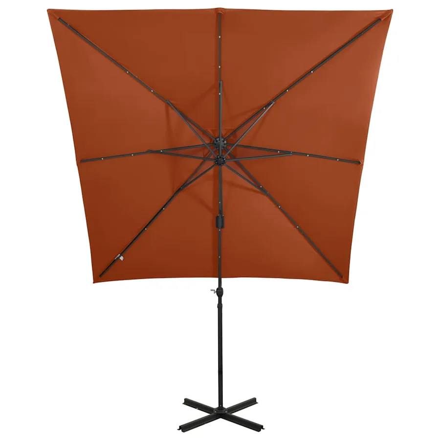 Parasol de jardin en porte-à-faux avec mât et lumières LED - 5