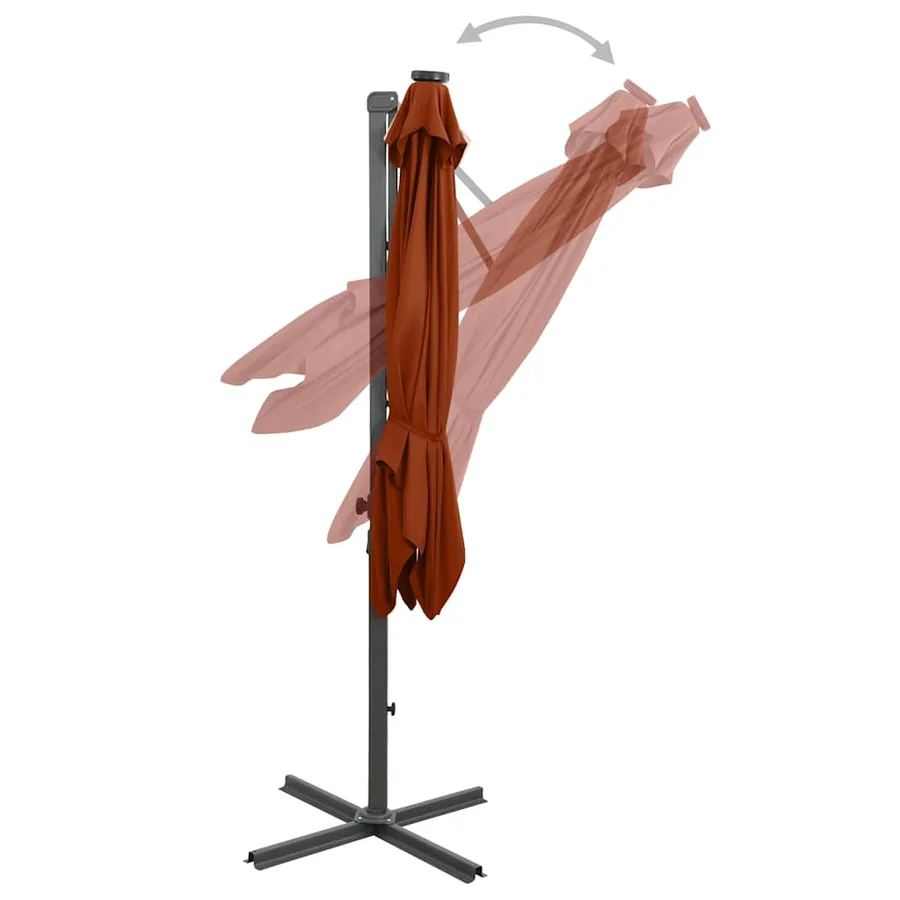 Parasol de jardin en porte-à-faux avec mât et lumières LED - 7
