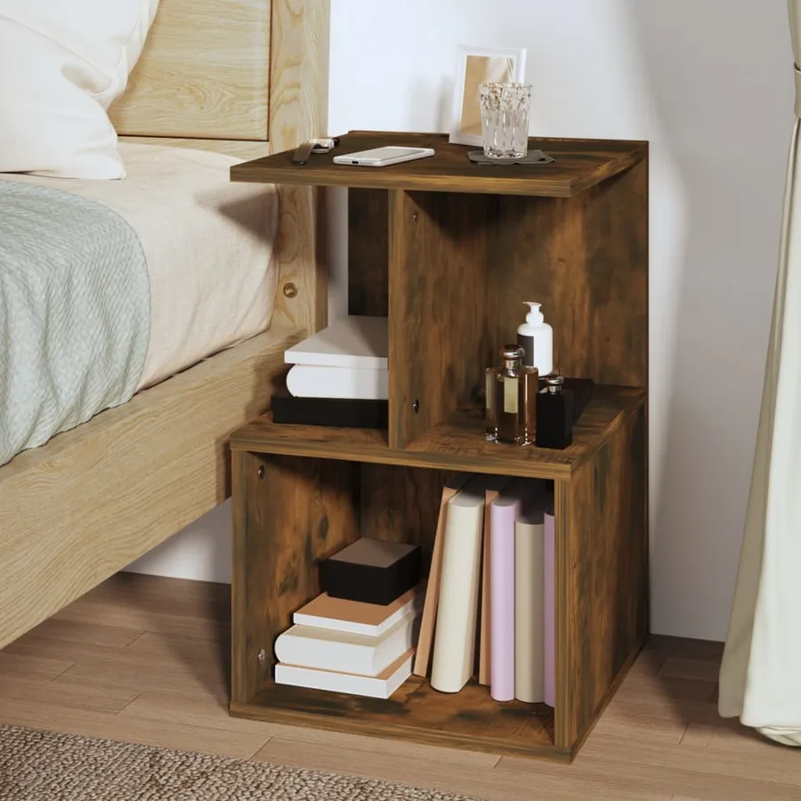 Tables de chevet 2 pcs Chêne fumé 35x35x55 cm Bois d'ingénierie - 3
