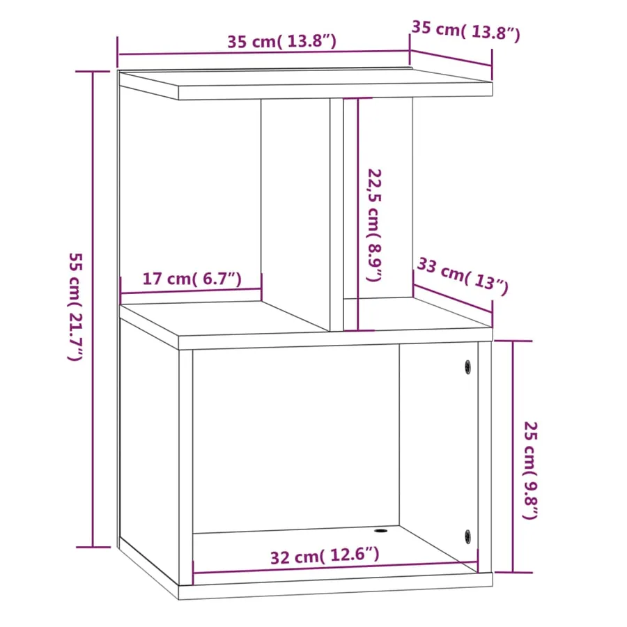 Tables de chevet 2 pcs Chêne fumé 35x35x55 cm Bois d'ingénierie - 8