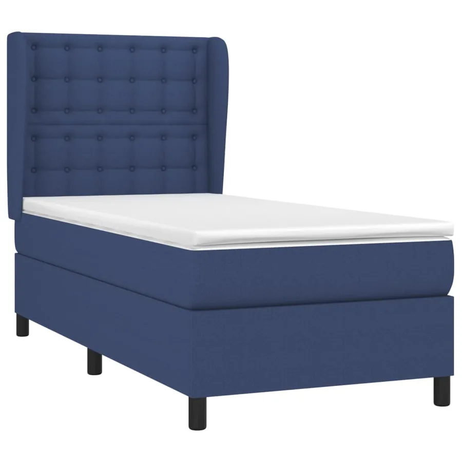 Sommier à lattes de lit avec matelas Bleu 100x200 cm Tissu - 3