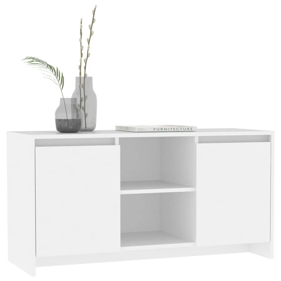 Meuble TV Blanc 102x37,5x52,5 cm Bois d'ingénierie - 6