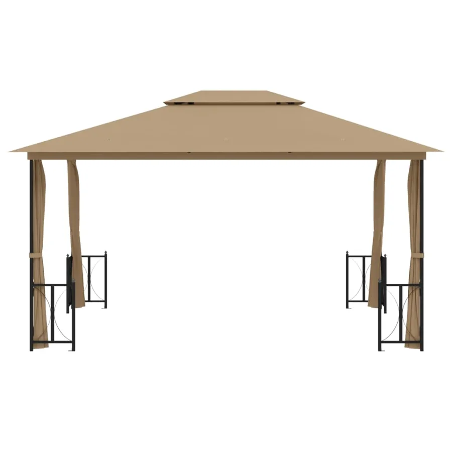 Tonnelle avec parois et toit double 3x4 m Taupe - 3