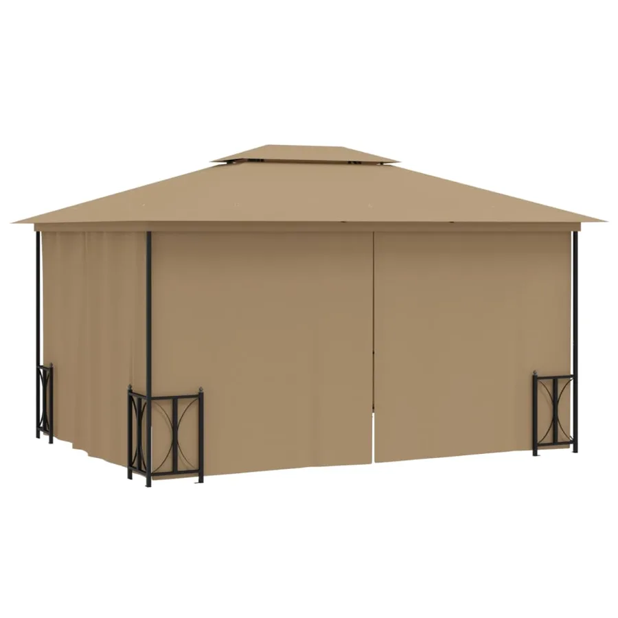 Tonnelle avec parois et toit double 3x4 m Taupe - 4