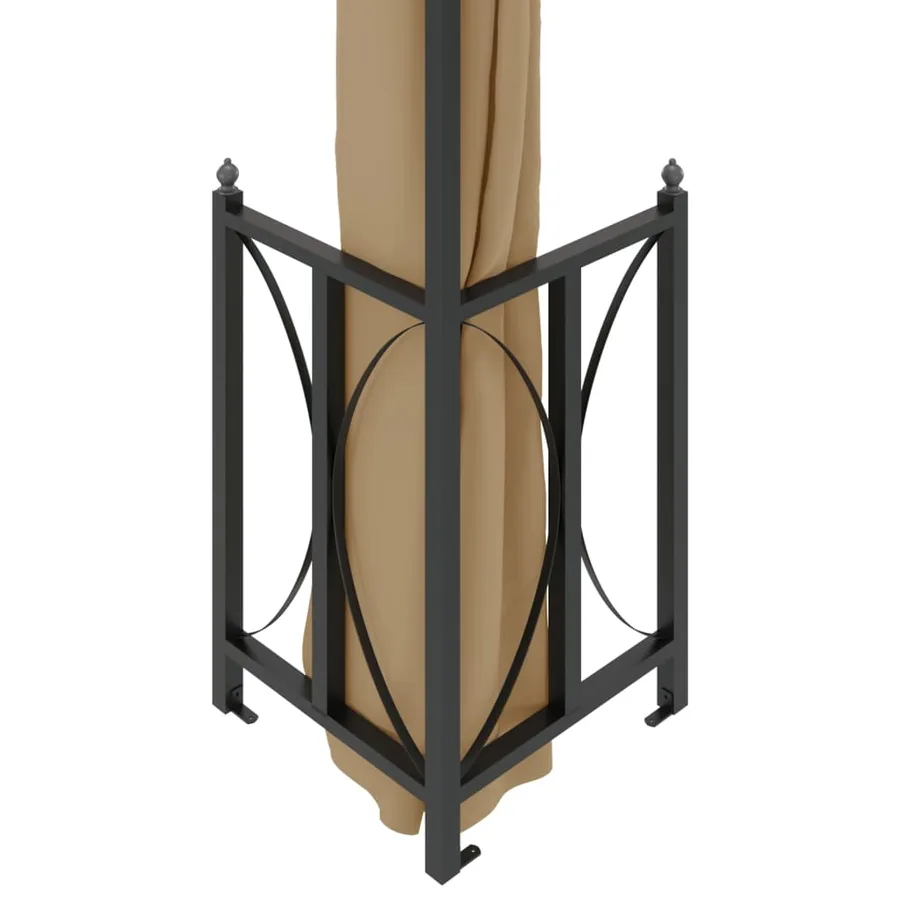 Tonnelle avec parois et toit double 3x4 m Taupe - 5