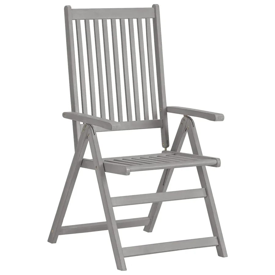 Chaises inclinables de jardin et coussins lot de 8 Gris Acacia - 4