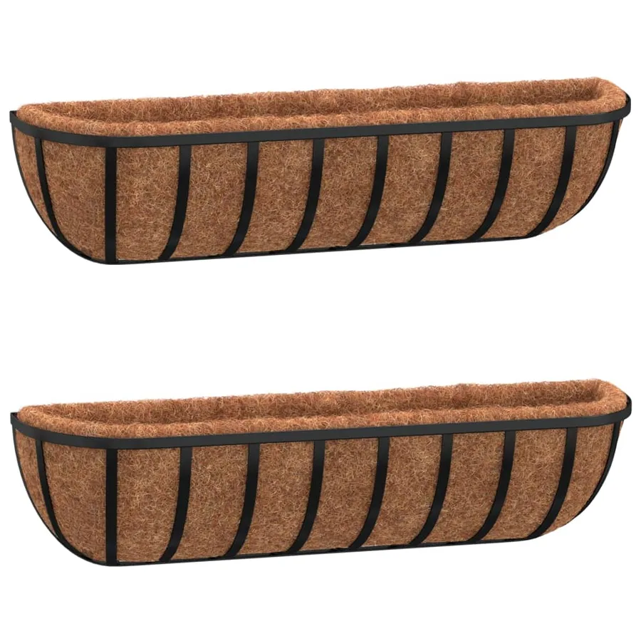 Jardinières murales 2 pcs en coco noir 91x20x23 cm acier - 2