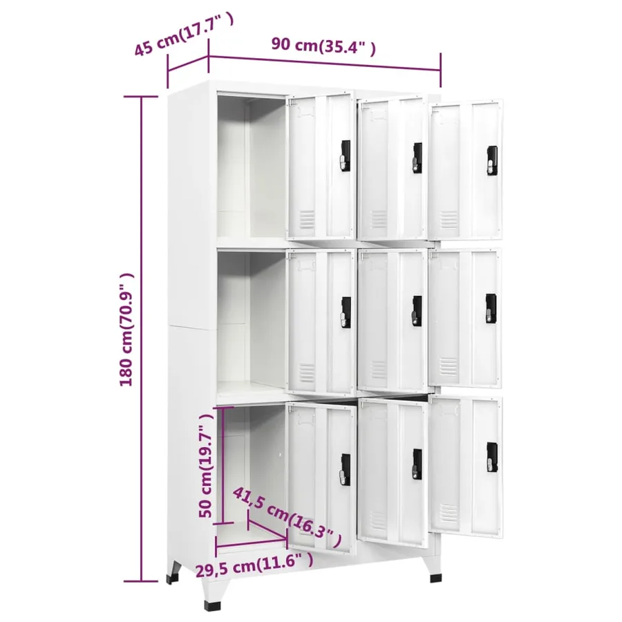 Armoire à casiers Blanc 90x45x180 cm Acier - 8