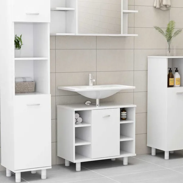 Armoire de salle de bain Blanc 60x32x53,5 cm Bois d'ingénierie