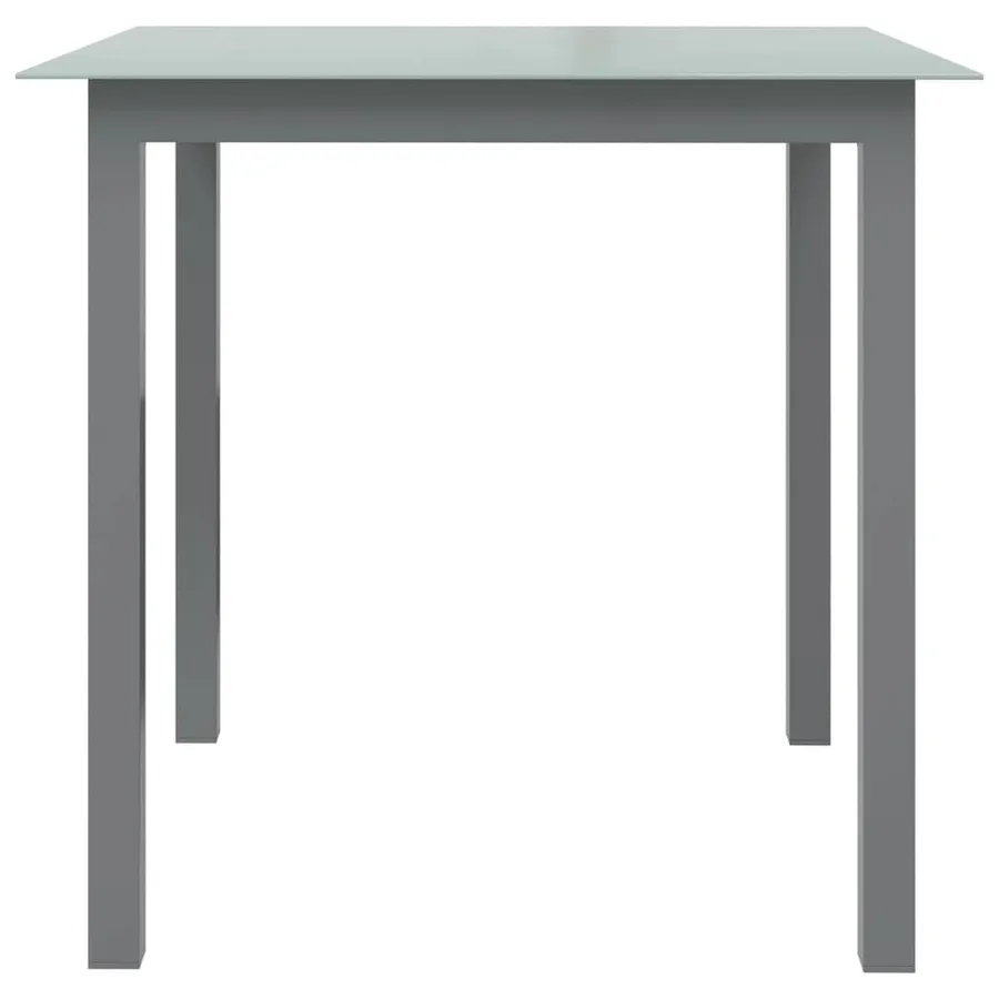 Table de jardin Gris clair 80x80x74 cm Aluminium et verre - 2