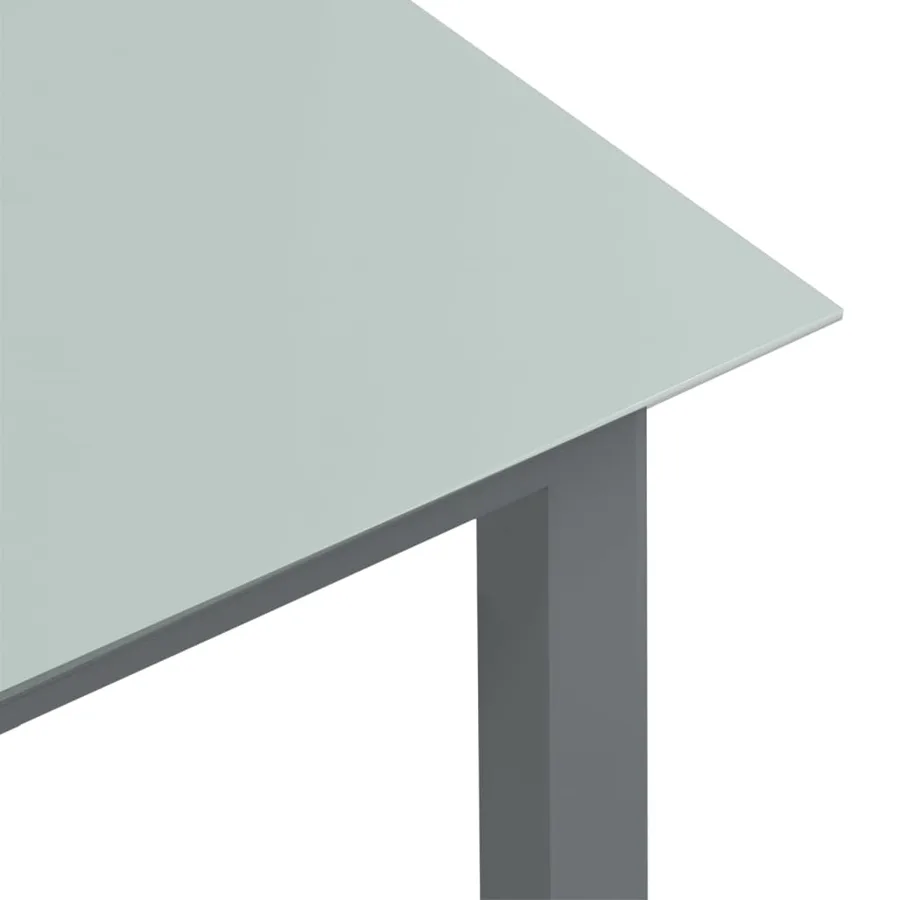 Table de jardin Gris clair 80x80x74 cm Aluminium et verre - 4