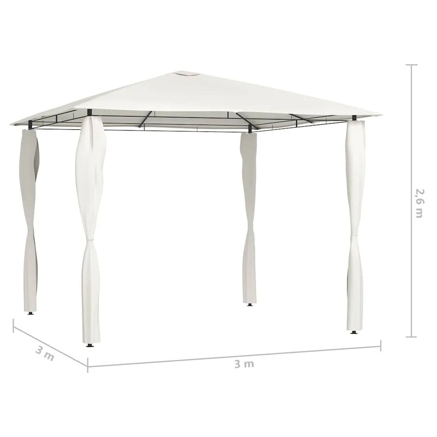 Belvédère avec revêtement de poteaux 3x3x2,6 m Crème 160 g/m² - 4