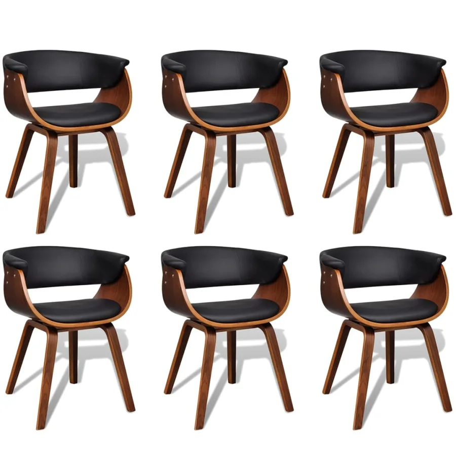 Chaises à manger lot de 6 bois courbé et similicuir - 2