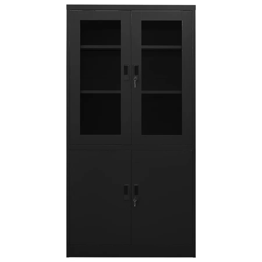 Armoire de bureau Noir 90x40x180 cm Acier - 2