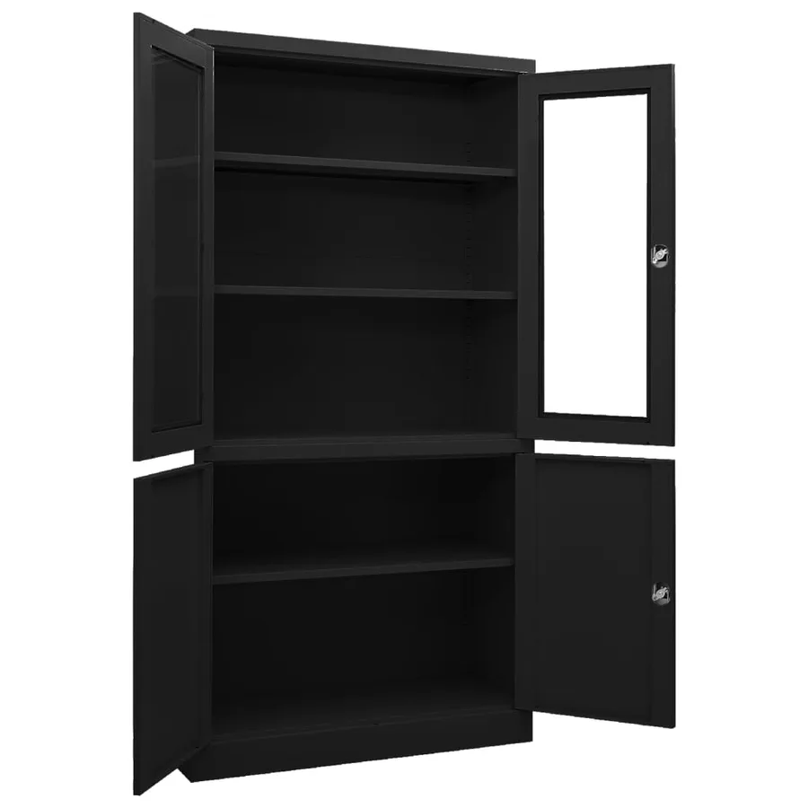 Armoire de bureau Noir 90x40x180 cm Acier - 5