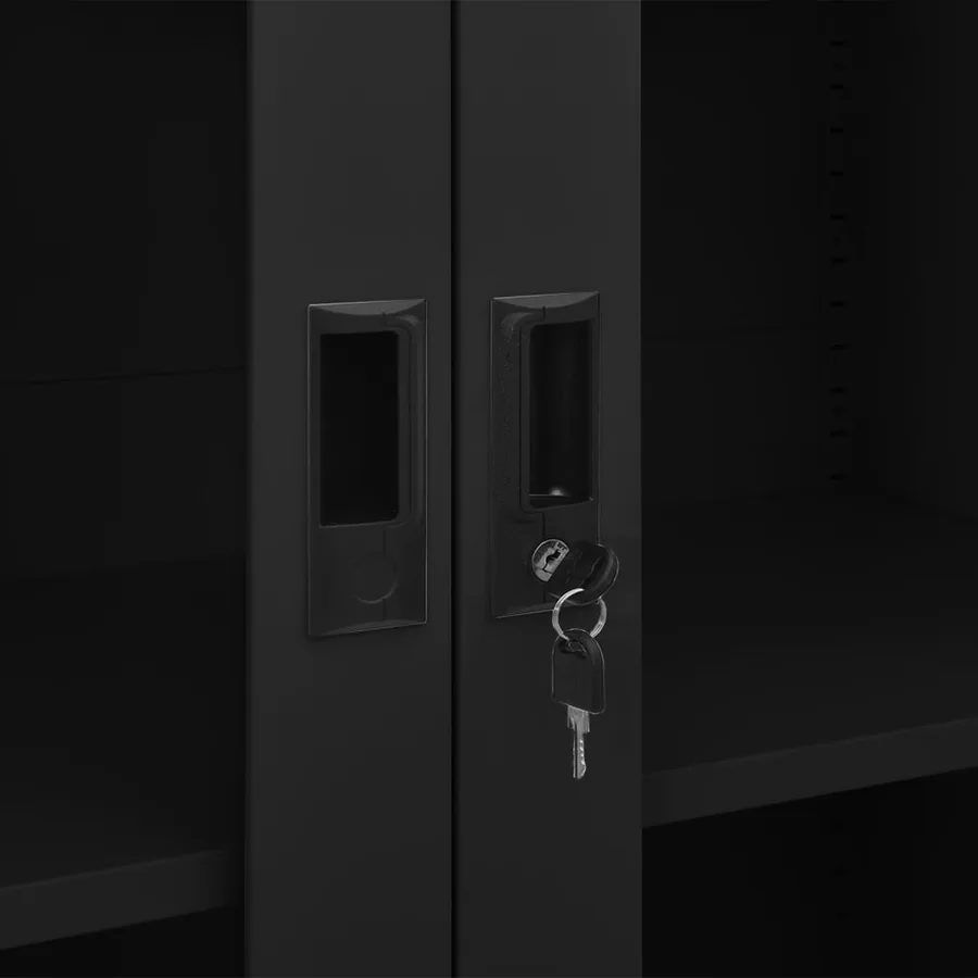 Armoire de bureau Noir 90x40x180 cm Acier - 6