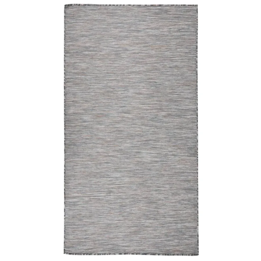Tapis à tissage plat d'extérieur 80x150 cm Marron et bleu