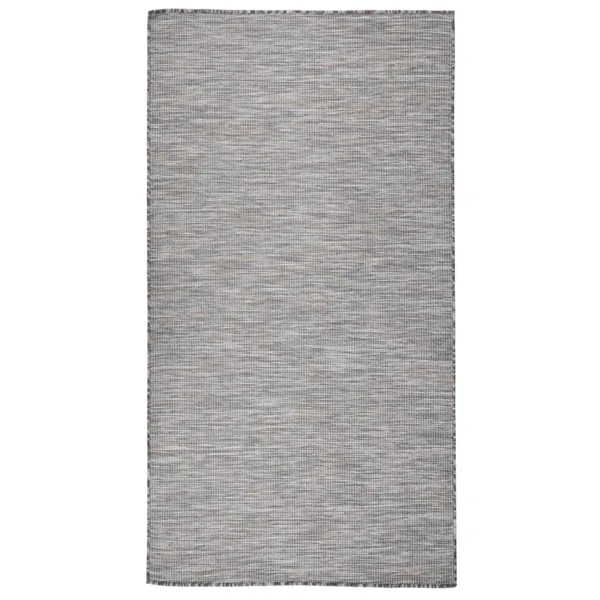 Tapis à tissage plat d'extérieur 80x150 cm Marron et bleu