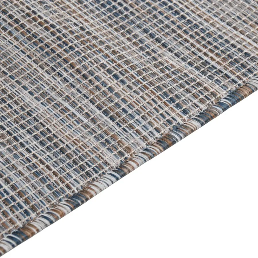 Tapis à tissage plat d'extérieur 80x150 cm Marron et bleu - 4