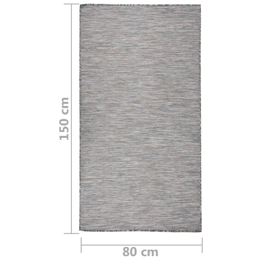 Tapis à tissage plat d'extérieur 80x150 cm Marron et bleu - 6