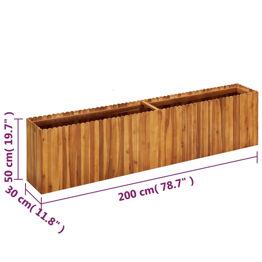 Lit surélevé de jardin 200x30x50 cm Bois massif d'acacia - 6