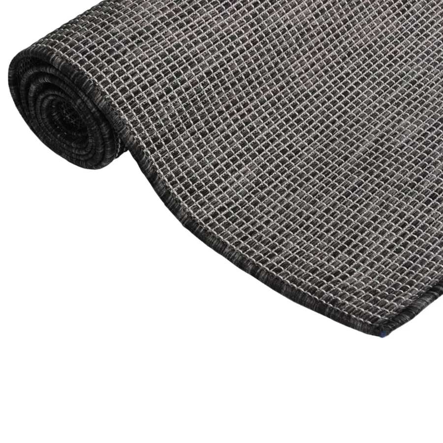 Tapis à tissage plat d'extérieur 120x170 cm Gris - 3