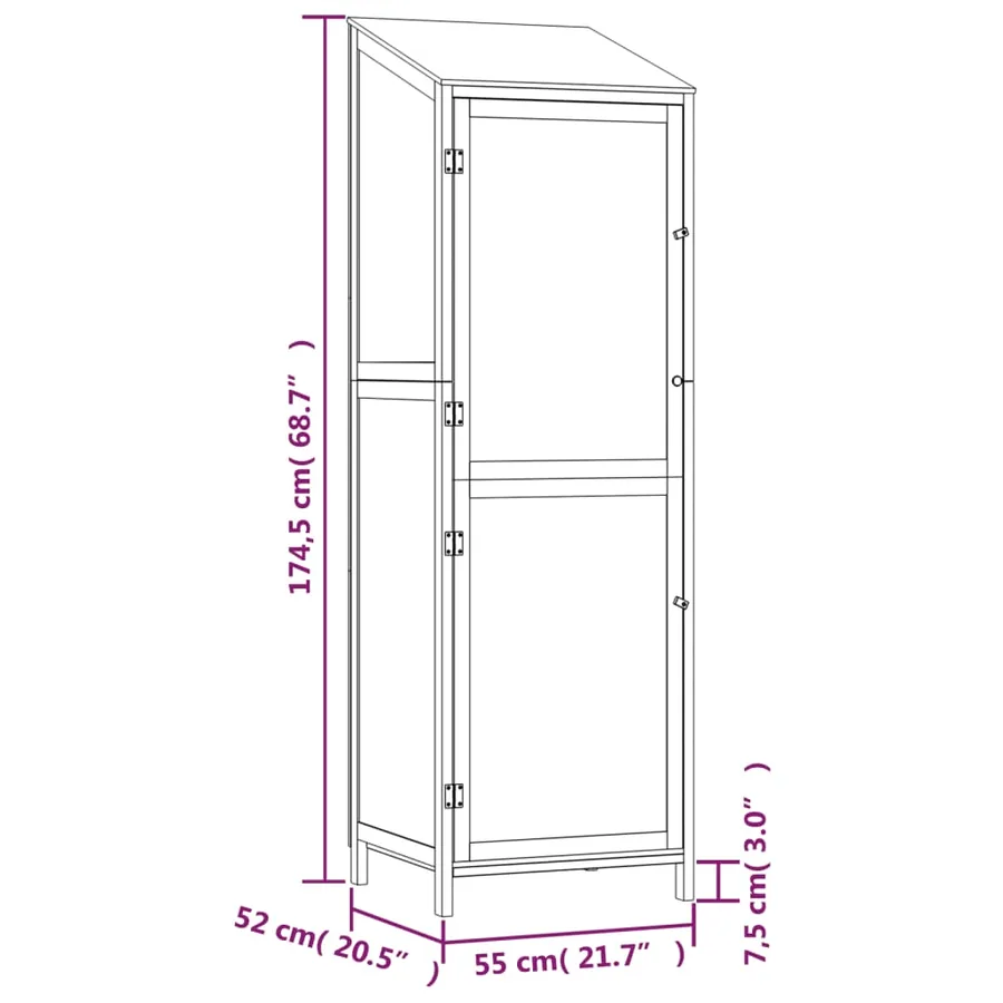 Remise de jardin Anthracite 55x52x174,5 cm Bois de sapin solide - 8