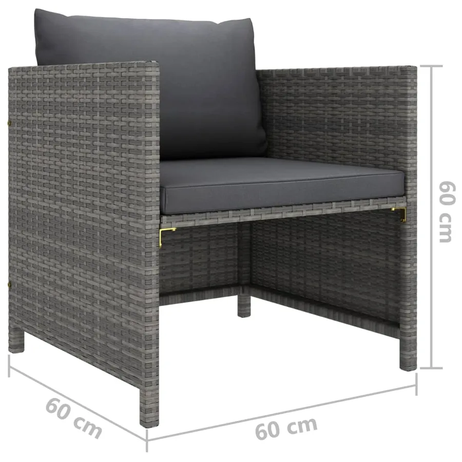 Salon de jardin 6 pcs avec coussins Résine tressée Gris - 11