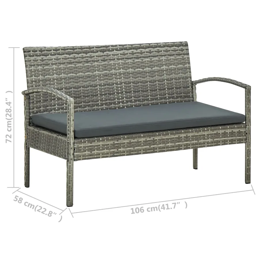 Salon de jardin 5 pcs avec coussins Résine tressée Gris - 11