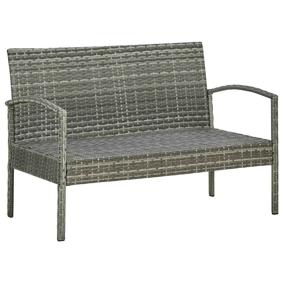 Salon de jardin 5 pcs avec coussins Résine tressée Gris - 13