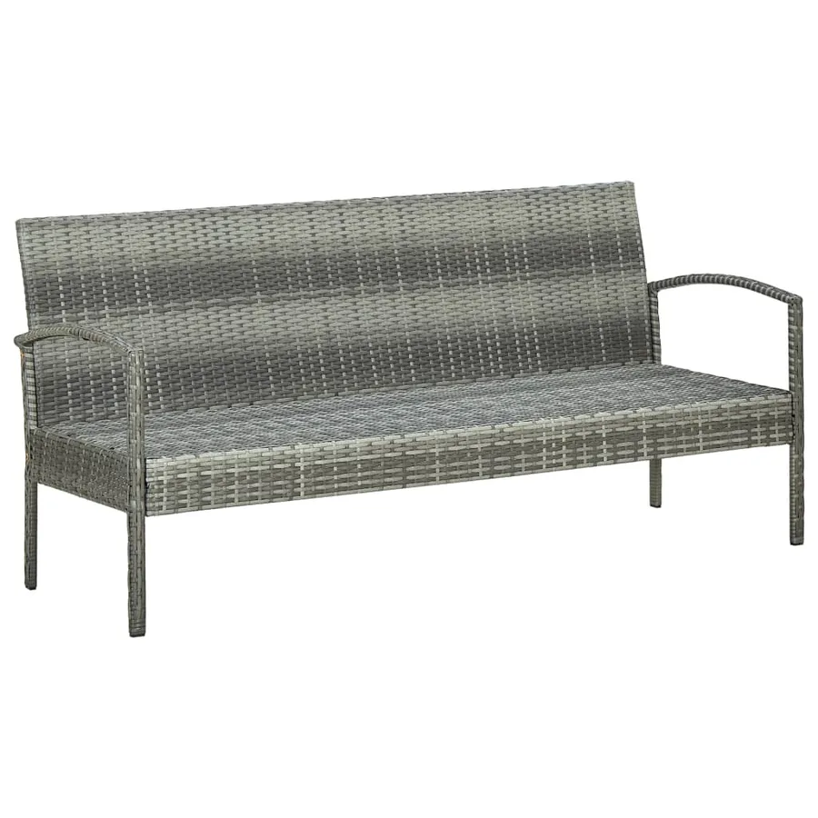 Salon de jardin 5 pcs avec coussins Résine tressée Gris - 14