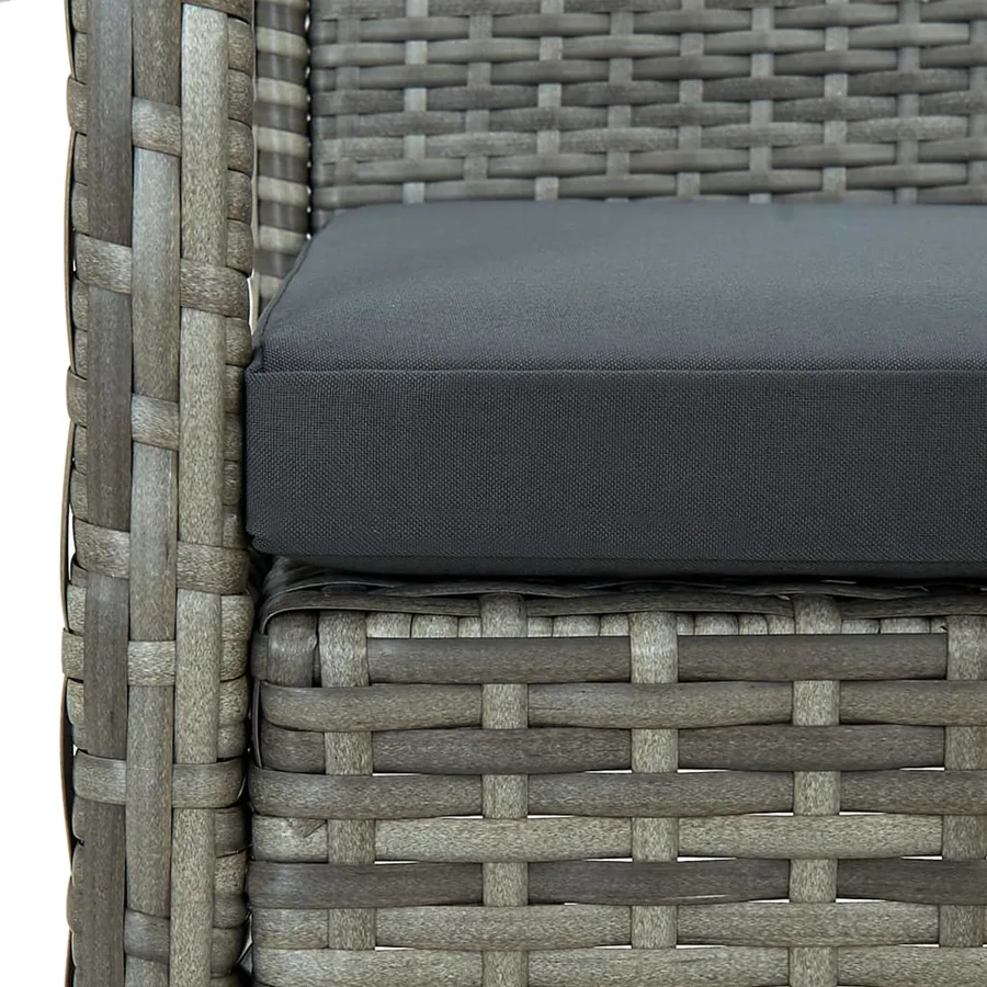 Salon de jardin 5 pcs avec coussins Résine tressée Gris - 15