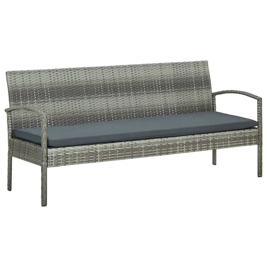 Salon de jardin 5 pcs avec coussins Résine tressée Gris - 3