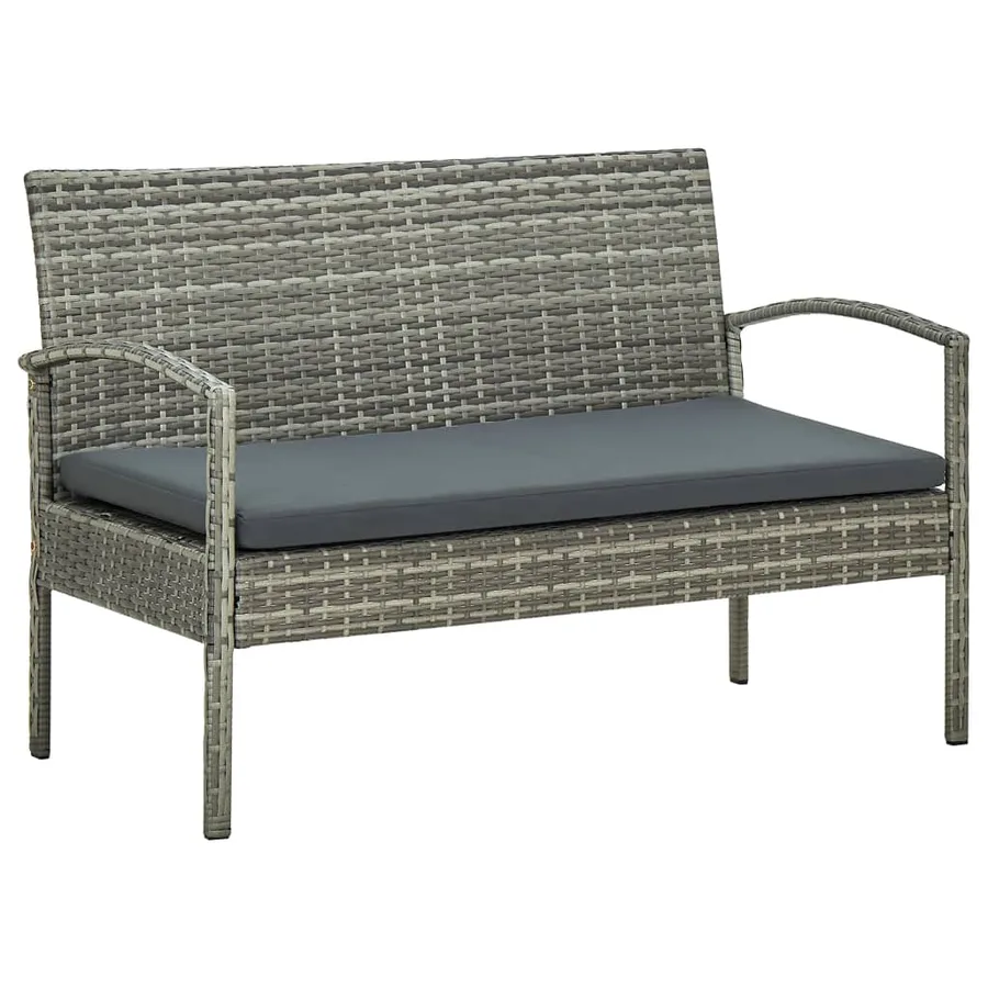 Salon de jardin 5 pcs avec coussins Résine tressée Gris - 4