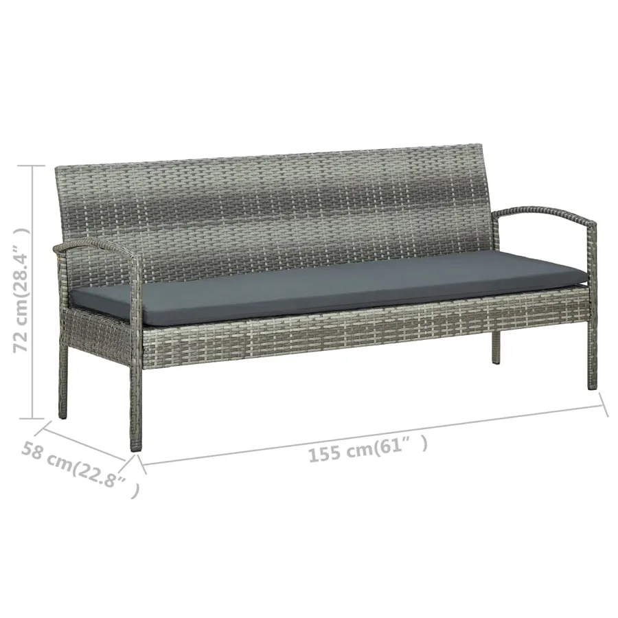 Salon de jardin 5 pcs avec coussins Résine tressée Gris - 8